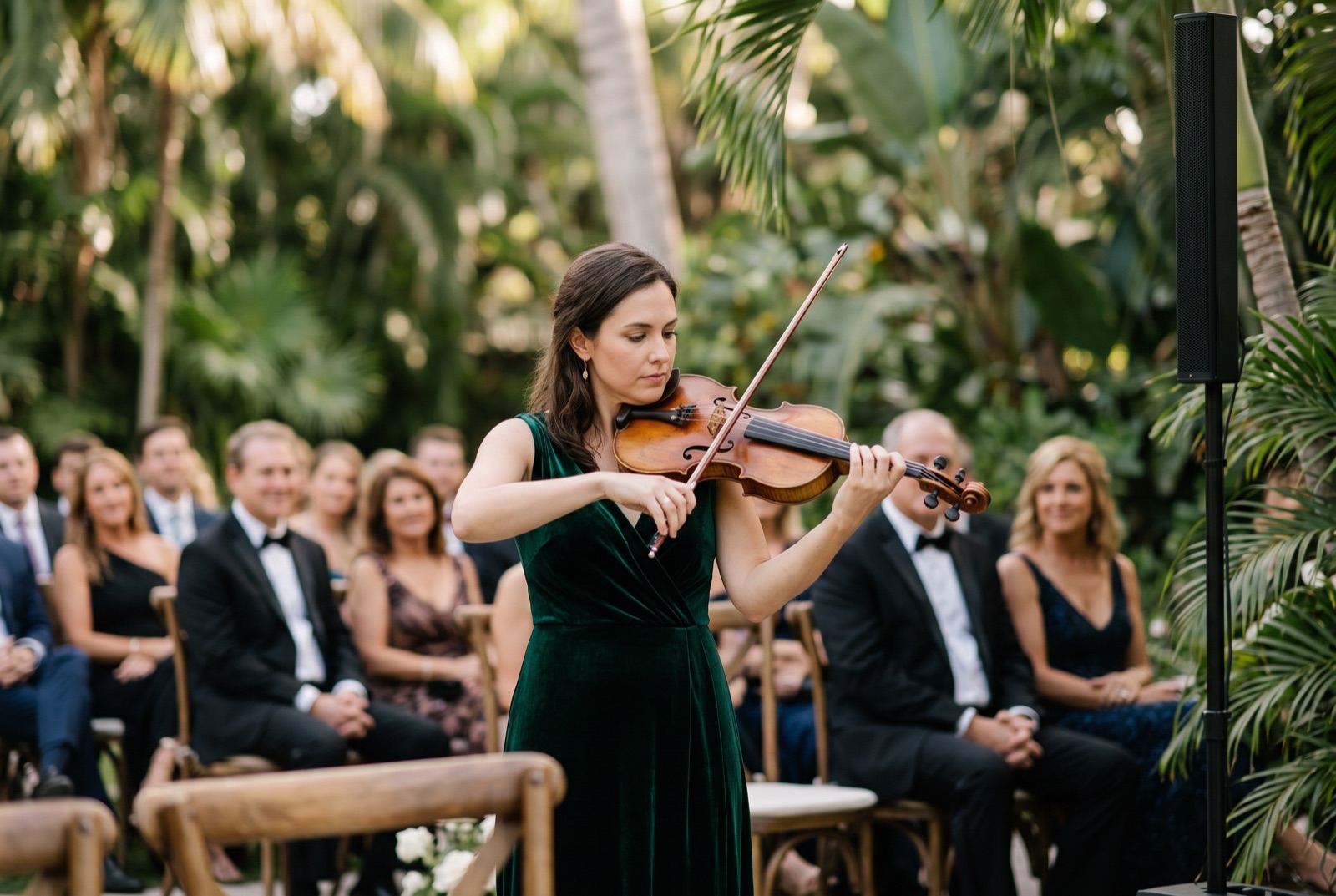 Violinist playing during a wedding ceremony at a Miami venue