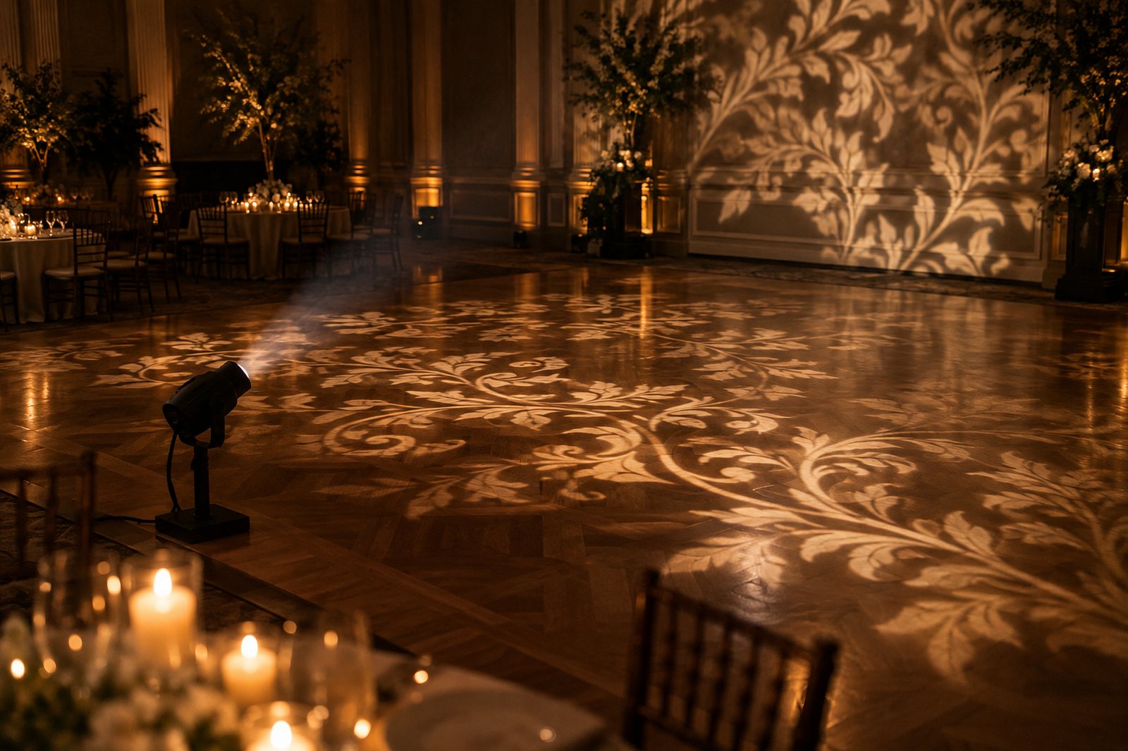 Gobo projection and LED visuals running together at a Miami event
